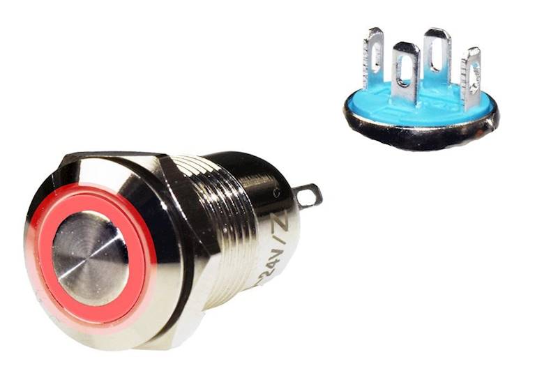 PRZEŁĄCZNIK LB12B/R 5-24V RING ON-OFF CZERWONY