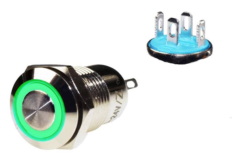 PRZEŁĄCZNIK LB12B/G 5-24V RING ON-OFF ZIELONY 