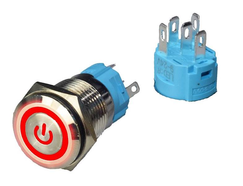 PRZEŁĄCZNIK LB16BP/LED 9-24VDC ON-OFF CZERWONY