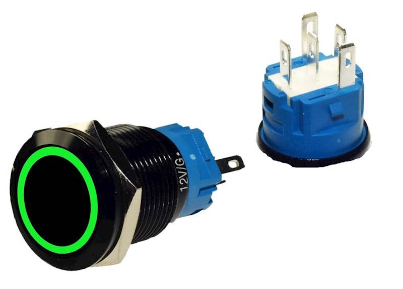 PRZEŁĄCZNIK LB19BL/G-12V RING (ON)-OFF ZIELONY