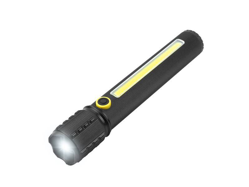 LATARKA TĘCZNA 1xLED+COB zoom Z AKUMULATOREM I KAB