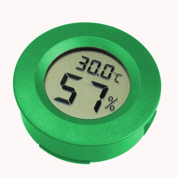 TERMOMETR+HIGROMETR LCD OKRĄGŁY ZIELONY