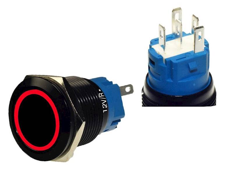 PRZEŁĄCZNIK LB19BL/R-12V RING (ON)-OFF CZERWONY
