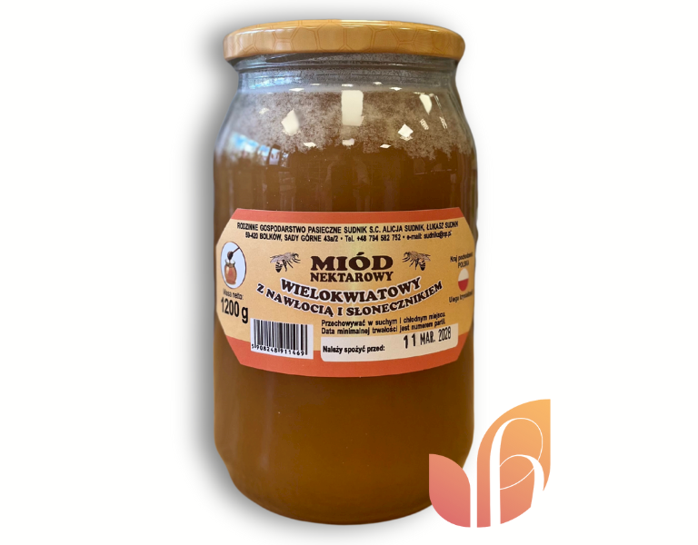 Miód wielokwiatowy z nawłocią i słonecznikiem 1,2kg