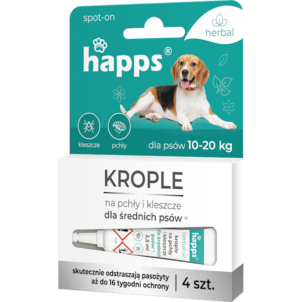 HAPPS Krople p/insektom - PIES ŚREDNI - 10-20 kg