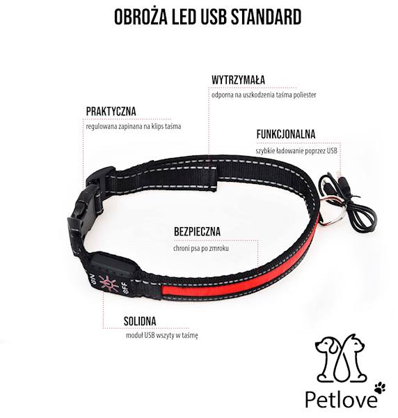 PLOLEDUSBLRD - OBROŻA LED USB - Standard - L red