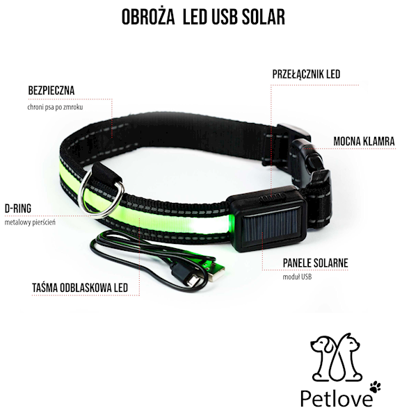 PLOSOLARSGN - OBROŻA LED USB - SOLAR - S green