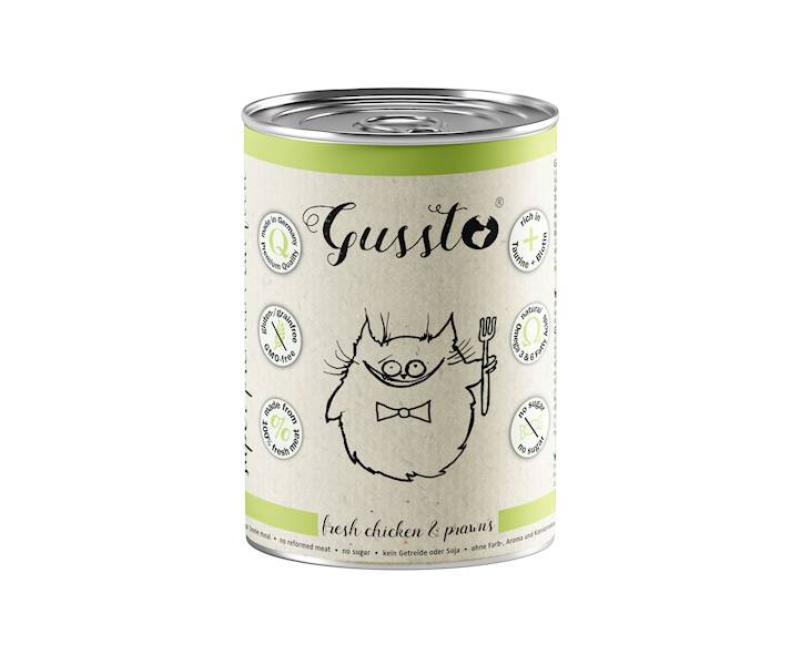 Kk. Gussto Cat Fresh Chicken & Prawns 400g op 6szt