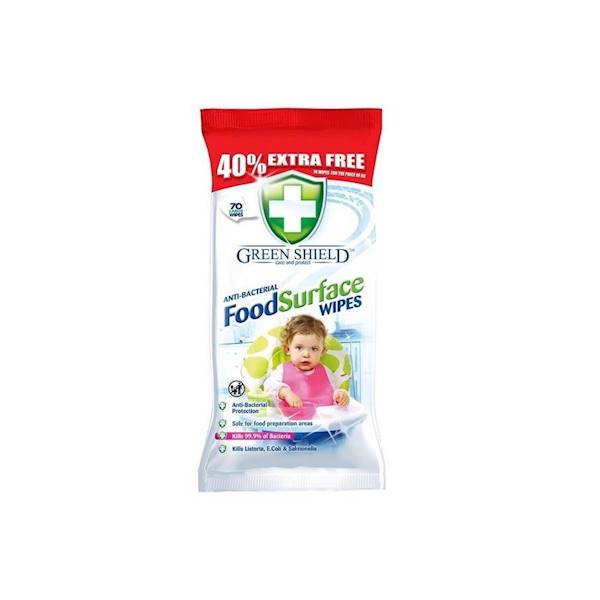 GREEN SHIELD ANTI-BACTERIAL FOODSURFACE WIPES 70szt GB - CHUSTECZKI DO CZYSZCZENIA