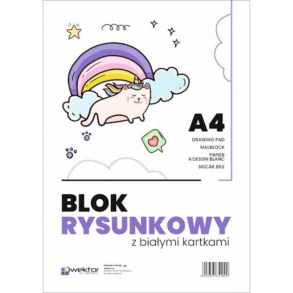 Blok rysunkowy A4 z białymi kartkami