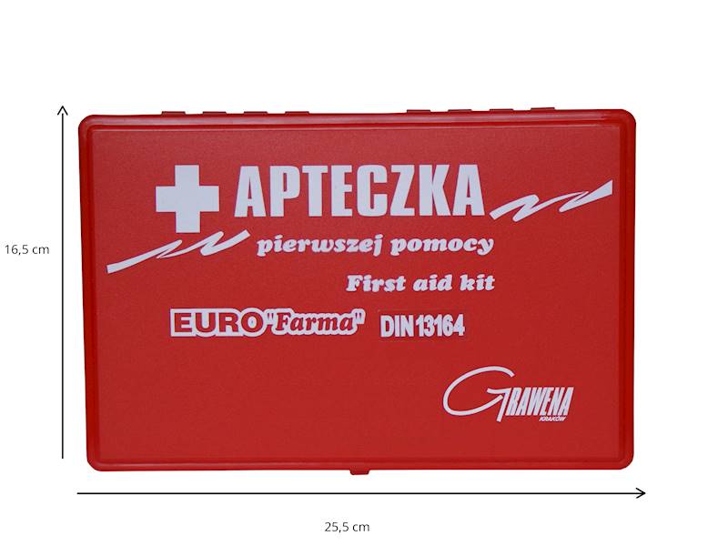 Apteczka Euro Farma DIN 13164 z ustnikiem kaseta czerwona