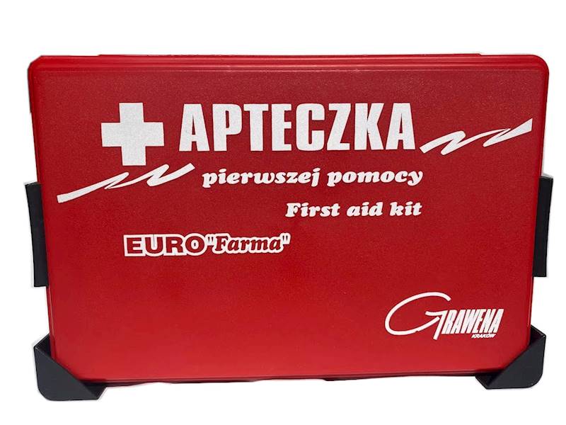 Apteczka Euro Farma DIN13164 kaseta czerwona ze stelażem z ustnikiem