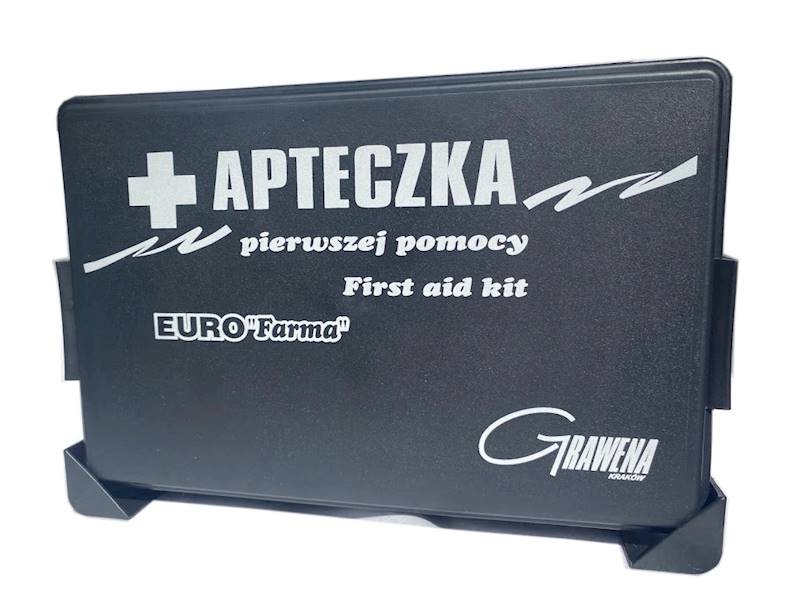 Apteczka Euro Farma DIN13164 kaseta czarna ze stelażem z ustnikiem