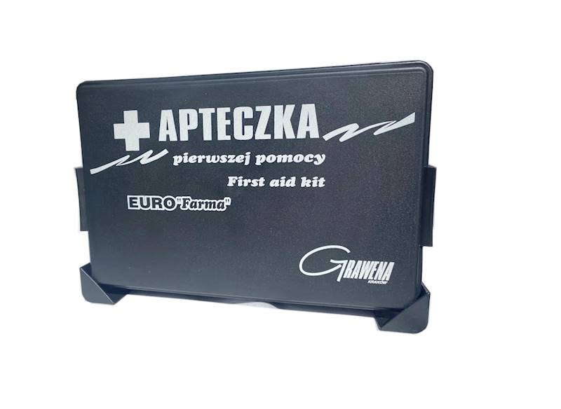 Apteczka Euro Farma DIN13164 kaseta czarna ze stelażem z ustnikiem