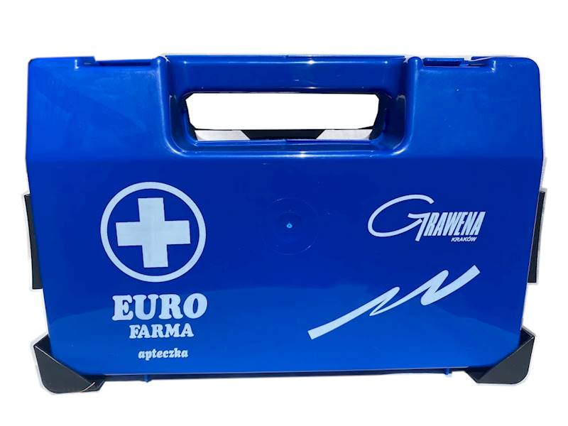 Apteczka Euro Farma DIN13164 kaseta typA granatowa ze stelażem z ustnikiem