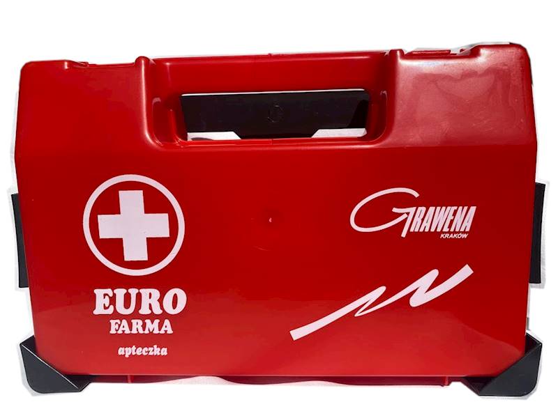 Apteczka Euro Farma DIN13164 kaseta typA czerwona ze stelażem z ustnikiem