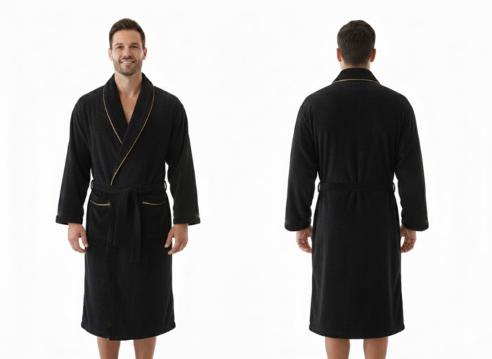 Szlafrok MB VELLUTO KOLOR roz.L 350g welur, czarny