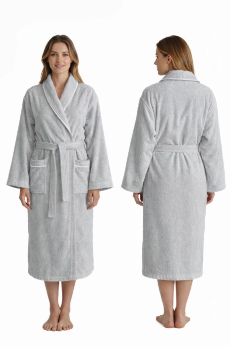 Szlafrok MB VELLUTO KOLOR roz.M 350g welur, jasny szary