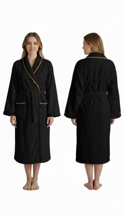 Szlafrok MB VELLUTO KOLOR roz.S 350g welur, czarny