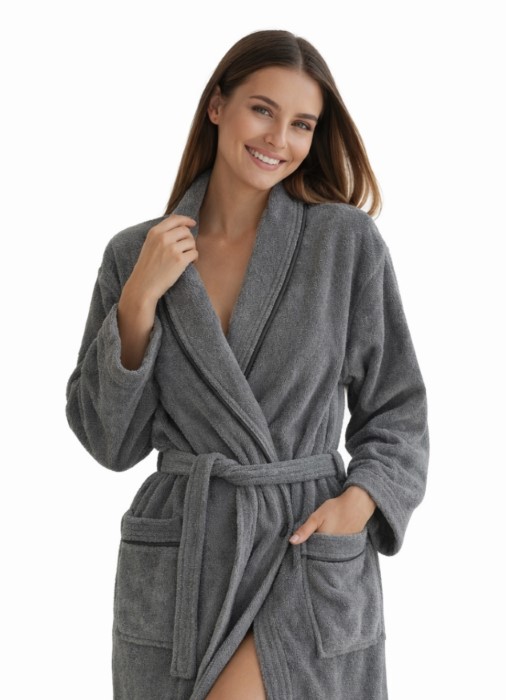 Szlafrok MB VELLUTO welur 350g, ciemny szary
