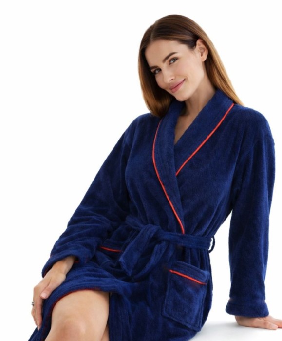 Szlafrok MB VELLUTO KOLOR roz.XXL 350g welur,granatowy