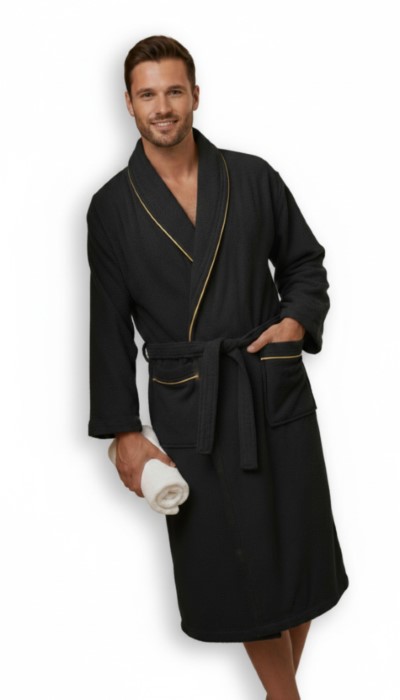 Szlafrok MB VELLUTO KOLOR roz.XXXL 350g welur, czarny