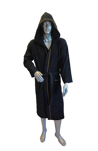 Szlafrok MB VELLUTO welur 350g, czarny, kaptur