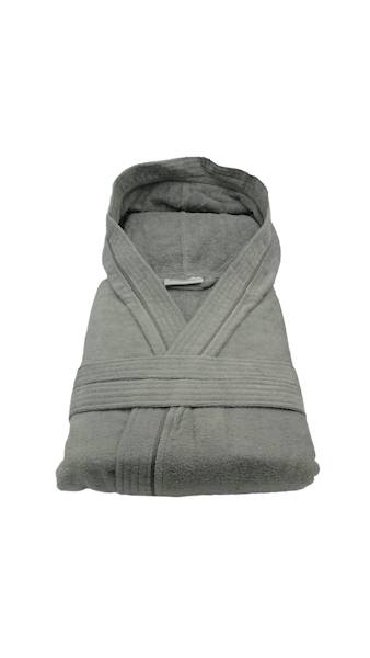 Szlafrok MB VELLUTO KOLOR roz.XL 350g welur jasny szary kaptur