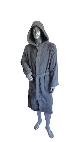 Szlafrok MB VELLUTO welur 350g, ciemny szary, kaptur