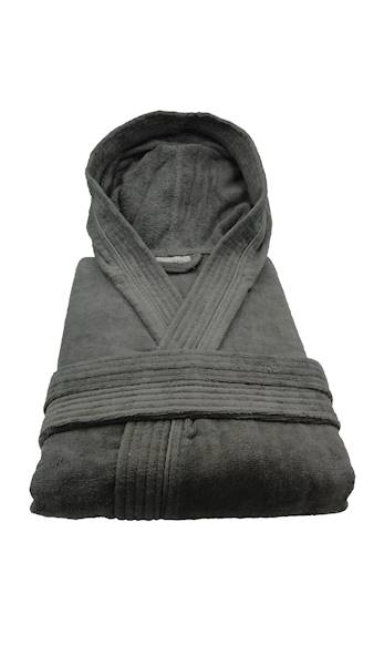 Szlafrok MB VELLUTO KOLOR roz.XXXL 350g welur ciemny szary kaptur