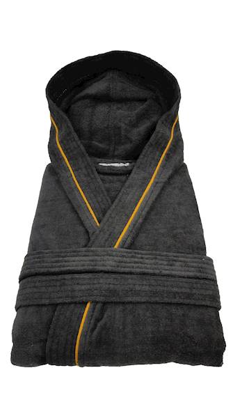 Szlafrok MB VELLUTO KOLOR roz.XXXL 350g welur czarn kaptur