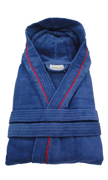 Szlafrok MB VELLUTO KOLOR roz.XXXL 350g welur granatowy kaptur