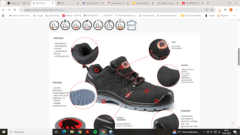 Półbut K15 S3 SRC rozmiar 46