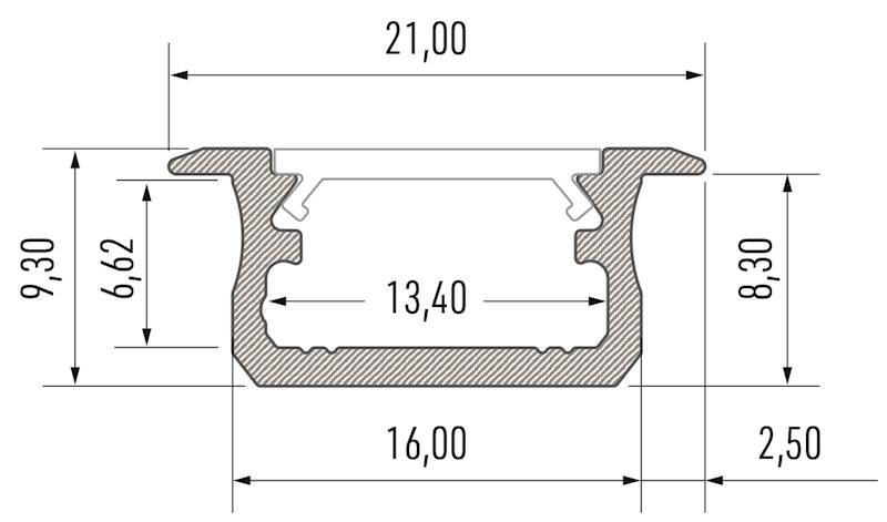 Profil aluminiowy biały TYP B 1m