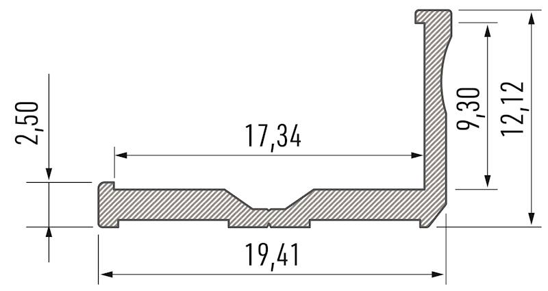 Profil aluminiowy srebrny TYP E 2m