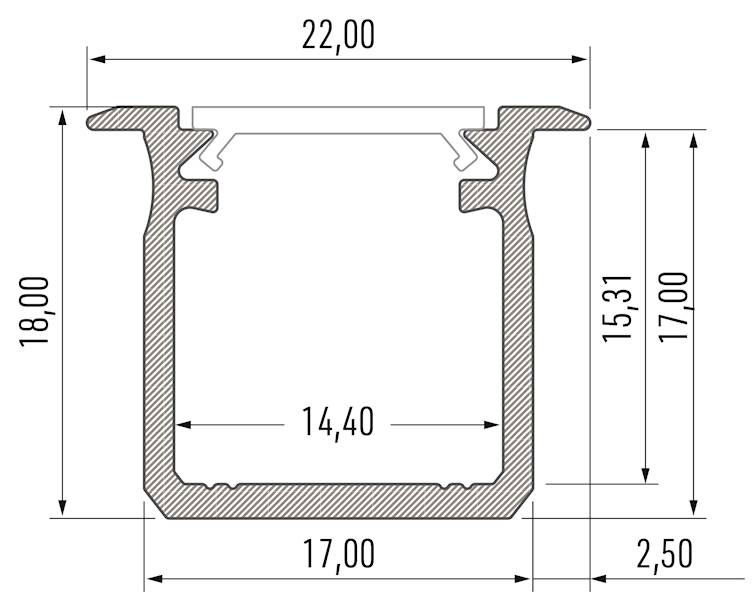 Profil aluminiowy biały TYP G 2m