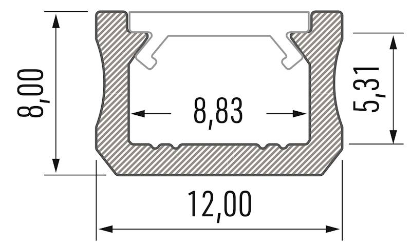 Profil aluminiowy czarny TYP X 2m