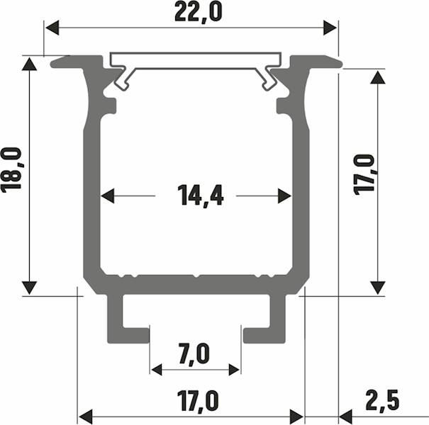 Profil aluminiowy srebrny TYP W 2m