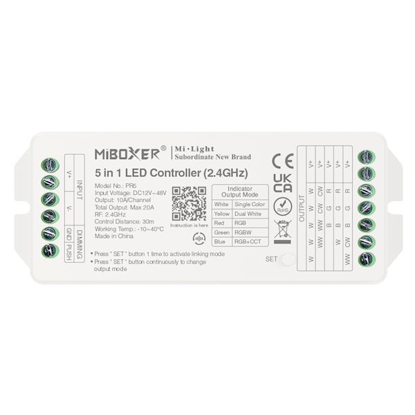 Kontroler taśm LED RGB/RGBW/RGBCCT 5w1 20A