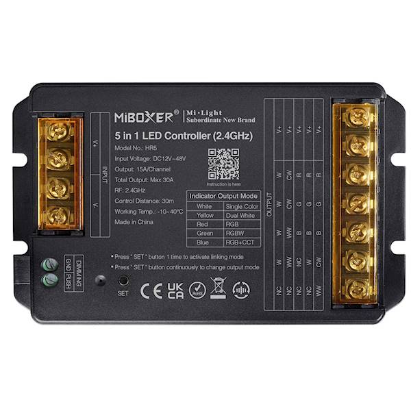 Kontroler taśm LED RGB/RGBW/RGBCCT 5w1 30A