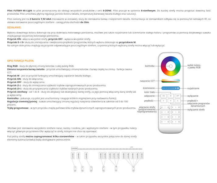 Pilot RGBW +CCT 8-stref White
