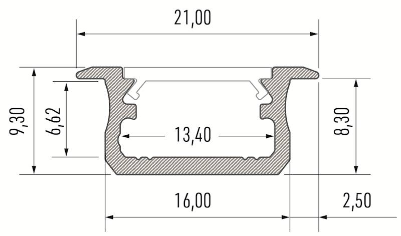 Profil aluminiowy inox TYP B 3m