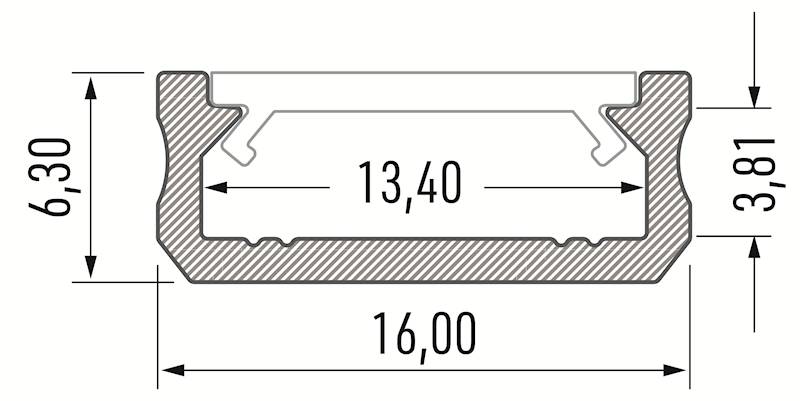 Profil aluminiowy srebrny TYP D 1m