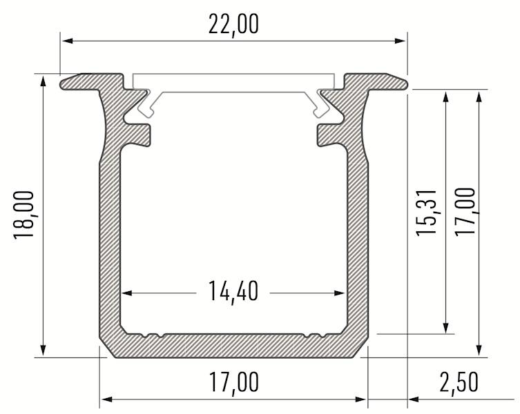 Profil aluminiowy inox TYP G 1m
