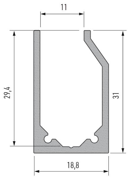 Profil aluminiowy srebrny TYP I10 3m