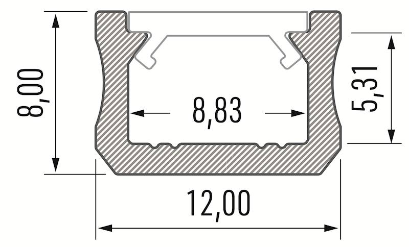 Profil aluminiowy czarny TYP X 1m
