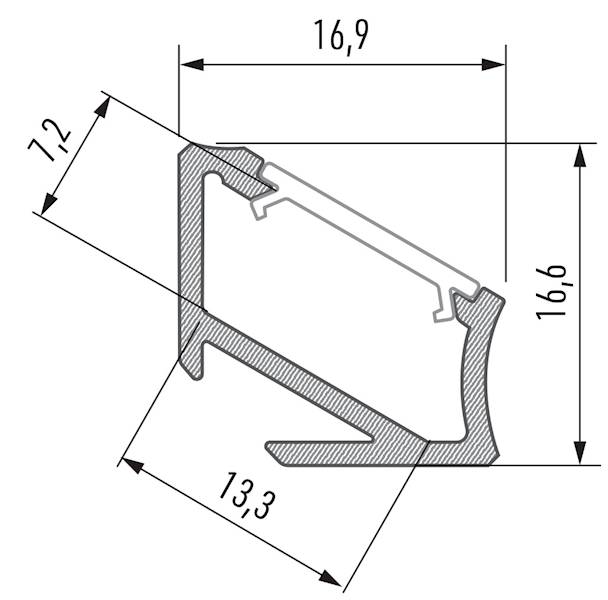 Profil aluminiowy surowy TYP H 3m