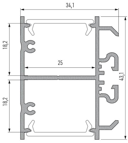 Profil aluminiowy srebrny TYP DOPIO 2m