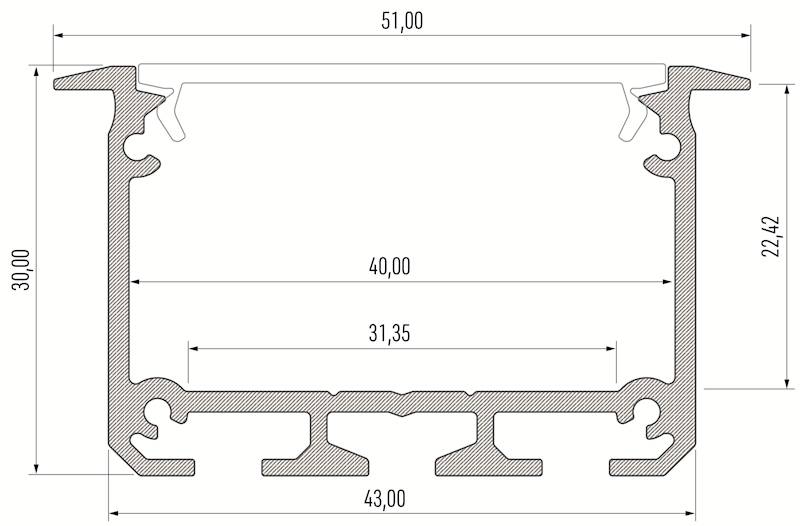 Profil aluminiowy biały TYP INSO 1m
