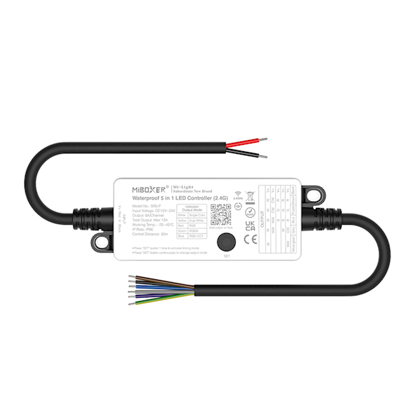 Uniwersalny kontroler taśm LED 5w1 12A IP66 
